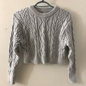 Grey Cropped knit sweater